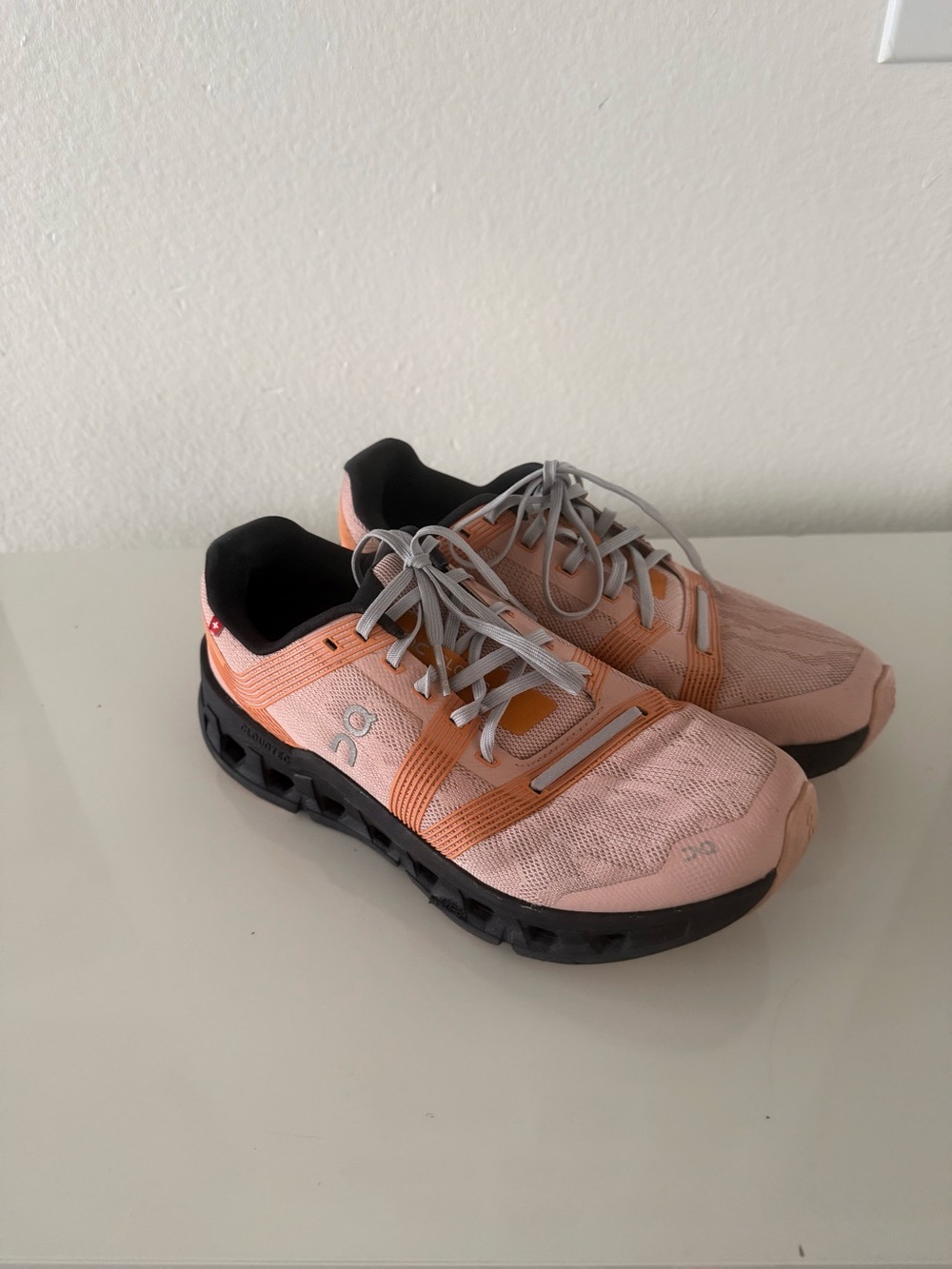 On Cloud  Running Women's Athletic Sneakers in Peach Pink and Black